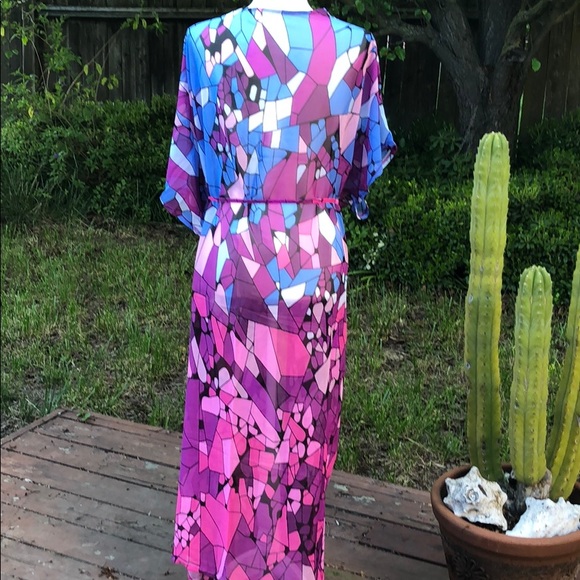 Retro Op Art Purple Kimono Coverup - Picture 6 of 7